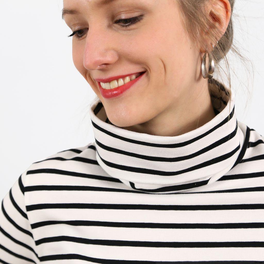 Papierschnittmuster Rollkragenshirt Frau Romy XS-XXL